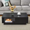 Modern Coffee Table with Storage Drawer Shelf Tea Table LED Light Livingroom