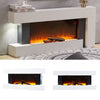 White Wall Mounted Log Fireplace Suite Electric Fire Decor Flame Glass 37''-52''