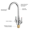 Modern Kitchen Sink Mixer Taps Swivel Spout Twin Lever Tap Mono Faucet Chrome UK