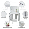 White Corner Dressing Table Makeup Desk Vanity Table 5 Drawers with Stool Mirror