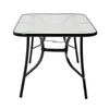 150cm Rectangle Metal Garden Dining Table Glass Top w/Parasol Hole Outdoor Patio