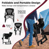Patio Travel Rocker Camping Chair w/ Storage Pocket-Black