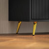 Modern TV Stand Cabinet with Storage 2 Cable Hole for Less than 55" Black