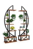 5Tier Plant Stand Half-Moon Shaped Metal Bookcase Large Storage Rack Flower Rack