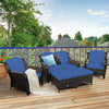 5 Pieces Outdoor Rattan Conversation Sofa Set Patio Furniture Set w/ Cushions