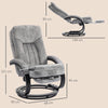 Upholstered Swivel Recliner Chair with Footrest for Living Room, Grey