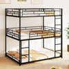 Metal Triple Bunk Bed Heavy Duty Triple Bed with 2 Ladders-Black