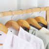Natural Bamboo Clothes Rack Thicken Double Rod Rolling Garment Organizer w/Wheel