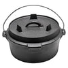 4L Cast Iron Dutch Oven Pot Dish Sauce Stockpot Cooking Camping Stew Lid Handle
