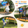 317 x 255 cm Rectangle Outdoor Trampoline w/Basketball Hoop-Orange