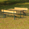 3Pcs Folding Table & Bench Set Garden Outdoor Patio Beer Dining Wood Table Chair