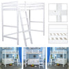 Heavy-Duty High Loft Bed with Stair Kids Teens White 3ft Single Cabin Bed Frames