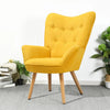 Tub Chair Modern Accent Chair Curved Back Linen Upholstered Armchair Wooden Legs