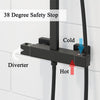 Bathroom Thermostatic Mixer Shower Set Square Black Twin Head Exposed Valve