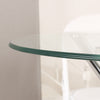Round Clear Glass Dining Table Cafe Bistro Coffee Table with X-shaped Chrome Leg