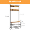 Industrial Coat Rack Stand with 7 Hooks Hangers Shoe Storage Bench Cabinet
