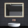 LED Mirror Bathroom Illuminated 3 Light Colors Touch Demister Pads 80x60/60x80CM