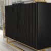 Modern Sideboard I 100cm I Black I Fluted Fronts I Gold Legs I Storage Cabinet