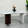 Morden White Fort Dining Table with Metal Pedestal Sintered Stone Dining Table