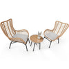 DAKO Garden Set SERRANTE – 2 Rattan-Effect Chairs with Cushions & Round Table