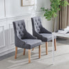 2x Fabric PU Leather Dining Chairs Button-Tufted Upholstered Wood Legs Armchairs