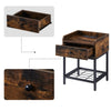 Bedside Table Drawer Storage Industrial Side End Table Nightstand Metal Shelf