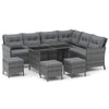 7 PCS Patio Dining Furniture PE Rattan Sectional Sofa Set with Ottomans Grey