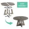 Farmhouse Dining Table for 4, 120 cm Round Dinner Table for Kitchen Living Room