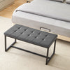 Grey Fabric Bed Bench End Stool Tufted Upholstered Accent Chair Ottoman Seat