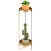 2 Tier Tray Plant Stand Metal Flower Stand Round Flower Pot Holder Bedside Table