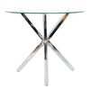 Modern 90cm Clear Glass Round Dining Table w/Chrome Cross Legs Kitchen Furniture