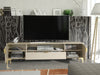 200cm TV Unit – Fluted Fronts, 2 Doors, Drawer, Gold Legs & Handles, Modern Luxe