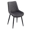 Set of 2 Velvet Dining Chairs Padded Seat Kitchen Chairs Metal Leg Blue Grey