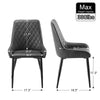 2x Grey Dining Chairs Faux Leather High Back Diamond Design Dinging Room