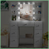White Vanity Dressing Table Desk Set with LED Lighted Mirror 7 Drawers Shelf Set
