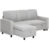 3-Seater L-Shaped Sofa Bed with Storage Pull-Out Convertible Chaise Grey