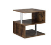 Wooden S-Shaped Cube Coffee Table - 2-Tier Storage Shelves, Rustic Brown Finish