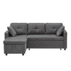 L-Shaped Corner Sofa Bed with Storage Chaise Pull-Out Sleeper Couch Grey Fabric