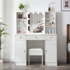 White Dressing Table Vanity Makeup Desk Set LED Mirror 3 Drawers Stool Bedroom