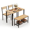 Modern Dining Table and Chairs Set Table+2 Chairs+Bench Dining Set Space Saving