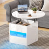 Round Lift Top Coffee Table with Storage Sofa Side Tables for Living Room White