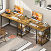 Flamaker 150CM Reversible L Shaped Desk with Shelves Industrial Corner Desk