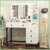 Dressing Table Makeup Vanity Desk Set With Dimmable LED Lighted Mirror Shelves