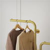 Gold Dual Pole Clothes Stand Coat Rack Hanger with Marble Base