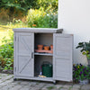 Grey Wooden Garden Storage Cabinet Weather-Resistant Magnetic Closure 2 Shelves