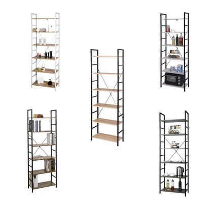 6 Tiers Stand Shelf Storage Rack Unit Bookshelf Display Plant Shelving MDF Metal