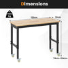 Rolling Computer Desk w/ Rubber Wood Top-Natural