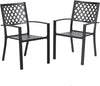 2Pcs Patio Dining Chairs Stackable Black Outdoor Patio Chairs Metal Patio Chairs
