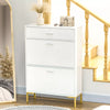 Shoe Storage Cupboard with 2 Flip Doors and Sliding out Drawer, White