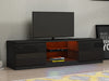 Modern TV Unit Stand Cabinet Black High Gloss Doors & Matt Body with LED Lights